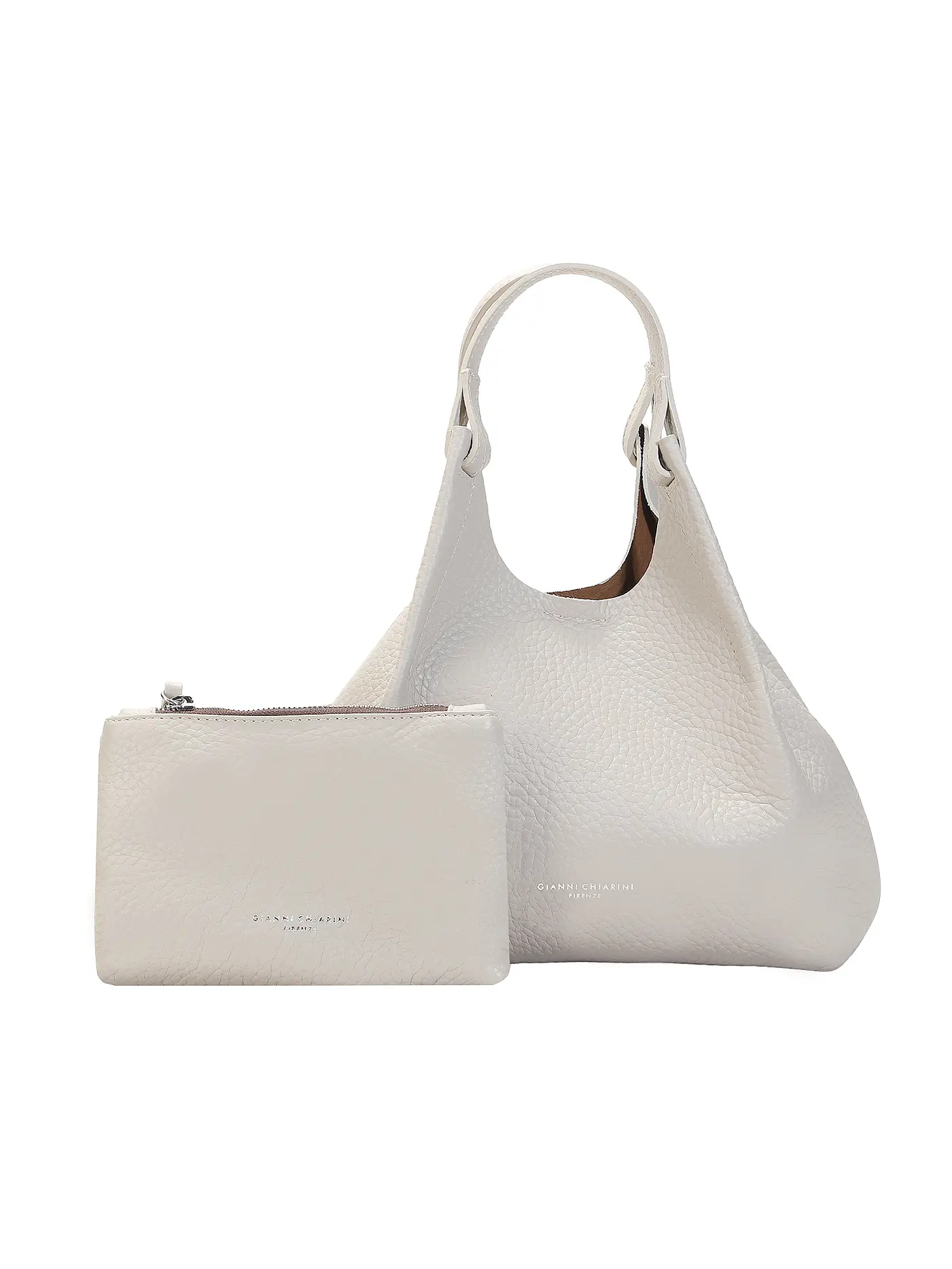 GIANNI CHIARINI | Ledertasche - Hobo Bag DUA | hellgrau